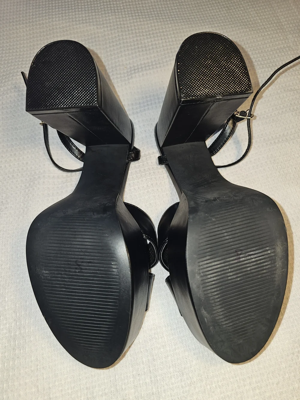 Rampage Black Leather-Look Platform Block Heels